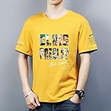 Männer Sommer T-Shirts Kurzarm Elvis Presley Presley Press Rundhals Casual T-Shirt Sport T-Shirt Teens Kurzärmelige Tops - Teen Geschenke Yellow-S