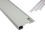 B-WARE - T-STA LED Alu Treppenprofil Treppenwinkel Profil Stufen silber + Abdeckung Abschlussleiste Fliesen für LED-Streifen-Strip 2m milky