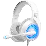 ZIUMIER Gaming Headset für PC PS4 PS5 Xbox One, Gamer Kopfhörer mit Noise Cancelling Mikrofon, 50MM Treiber, Bass Surround Sound, Weiß und G