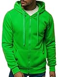 OZONEE Herren Hoodie Sweatjacke Kapuzenpullover Sweatshirt Farbvarianten Kapuzenjacke Kapuzenpulli mit Reißverschluss Langarm Sport Style Casual Fitness Training Basic J.Style 2008 GRÜN L