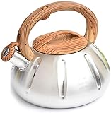 LIUBINGER Teekanne Teekannen Gas Kessel Stovetop Whistling Kettle Kettle Holzgriff 3 L Teek