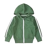 Runhomal Kinder Jungen Sportjacke Kapuzenjacke Oberteile Sweatjacke Kapuzenpullover Trainingsjacke Freizeitjacke Grün 110-116/5-6 J