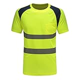 Profi Warnschutz T-Shirt Kurzarm Arbeitsshirt Kurzarmshirt Warnshirt Arbeitshemd Warnschutz t Shirt Herren (Gelb, 5XL-6XL)