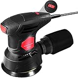 Exzenterschleifer, Schleifmaschine (300W 12000RPM) mit 6 Variable Geschwindigkeit, 2 Meter Kabel, Staubsammelbehälter,12 Stück Schleifpapier, Perfekt für Heimwerker, Schleifen, Polieren von H