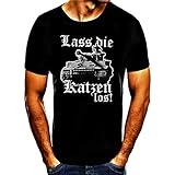 Lasst Die Katzen Los T-Shirt Mens Tops Clothing, Schwarz, Katze, Panzer, Ww2,Tiger (XL)