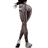 Zarupeng Leggings mit Schlangenprint, Damen Sport Gym Yogahose Workout Mid Waist Running Hosen Slim Fitness Elastische Jogginghose Sportleggings (S, Kaffee)