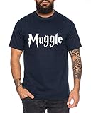 Muggle Herren T-Shirt Potter Zauber Magie Schule Harry, Farbe:Dunkelblau, Größe:L