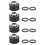 Kafuty Wasserkühlung Fitting, PC Wasserkühlung Messing Rohr Verschraubung Geeignet für Starre Rohre mit 16 mm Außendurchmesser(4er schwarz)