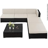 Montafox 15-teilige Polyrattan Lounge Gartengarnitur Beistelltisch Frei Kombinierbare Elemente Ecklounge Ecksofa Terasse Outdoor, Farbe:S