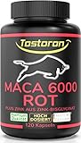 Tostoron MACA 6000 ROT extra stark + hochdosiert - hol dir den TOSTORON HAMMER direkt nach Hause! 120 Kapseln Maca Extrakt 10:1 aus roten Wurzeln plus Zink aus Zink-Bisglycinat* 1 Dose (1x89,7g)