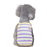 RIsxfh122 Haustier-T-Shirt Komfortable modische kontrastierende Streifen mit Stickerei Hund T-Shirt Violett XL