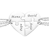 Silberton Bester Freund Halskette Herzform Puzzle BBF Freundschaft Anhänger Halskette Schmuck Set Graviert 2-4 N