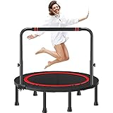 Fitness Trampolin, Trampolin Kinder, Trampolin faltbar, Jumping Fitness Trampolin Indoor, Fitness Trampolin Für Erwachsene, Höhenverstellbarer Haltegriff, Fitness Trampolin, Faltbare Tramp