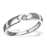 Goldmaid Damen-Ring Trauring 925 Silber rhodiniert Diamant (0.08 ct) Brillantschliff weiß Gr. 56 (17.8)