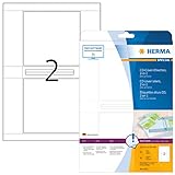 HERMA 4373 CD DVD Cover Etiketten / Einleger für Jewel- und Slim Cases DIN A4 (121,5 x 117,5 mm, 25 Blatt, Papier, matt) selbstklebend, bedruckbar, permanent haftende Papier-Cover, 50 Inlays, weiß