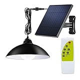 Solarleuchte für Außen/Innen, Itscool Solarlampen Außen mit Fernbedienung, 3-Grade-Helligkeit IP65 Wasserdicht, 5 m Kabel Solar Pendelleuchte (Weißes Licht)