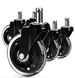 Yemi Bürostuhlrollen Weiche Drehstuhlrollen Caster Räder für IKEA für Schreibtischstuhl Bürostuhl 10mm x 22 mm Stift 5er Set (75MM,10x22MM)