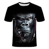 XRHDYF Herren 3D Druck T-Shirt Sommer 3D Orang-Utan Print T-Shirt Männer/Frauen Animal Print Lustige AFFE Kurzarm Sommer Tops Tees T-Shirt Männlich 6XL XL