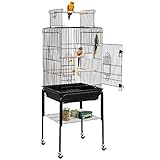 Yaheetech Vogelkäfig Vogelhaus Vogelbauer Wellensittichkäfig 46,5 x 46,5 x 136 cm Kanarien Käfig Exotenkäfig Papageienkäfig Nymphensittichkäfig
