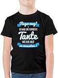 Statement Sprüche Kinder - Ich Habe eine verrückte Tante Blau - 104 (3/4 Jahre) - Schwarz - Jungen 116 Tante - F130K - Kinder Tshirts und T-Shirt für Jung
