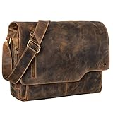 STILORD 'Marlon' Ledertasche Herren Business Uni Büro Vintage Umhängetasche groß DIN A4 mit 15.6 Zoll Laptopfach Elegante Aktentasche aus echtem Rinds Leder, Farbe:Calais - b