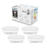 LVWIT GX53 LED Lampe 5W Warmweiß, GX53 Leuchtmittel Nicht Dimmbar, Kein Flimmern, Ersatz 40W Glühbirne, 470Lumen, 3000K, 110 Grad, CRI 80, Einbaustrahler GX53 für Schrankleuchten, 4er Pack
