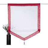 Schiere Segeln Römische Vorhänge Scheibengardine,Dreieck Unifarben Kurzer Vorhang Mit Quaste,Roll Up Rod Pocket Verdunkelung Fensterschattierungen Für Küche Schlafzimmer Von-Weinrot 120x140cm(47x55