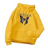 MEIYIKELO Damen Kapuzenbluse Mit Schmetterlings-Print In Farbblock-Optik Langarm Hohe QualitäT Hoodies Pullover Kordelzug Pullover Sweatshirt Tops Mit KäNgurutasche Klamotten Teenager MäD