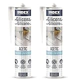 2x Universal Silikon weiß 280 ml UV- und witterungsbeständiger Qualitäts-Dichtstoff Sanitärsilicon Dusche und B