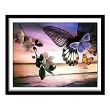 DIY 5D Stickerei Malerei Strass Kreuzstich Schmetterling Blume Diamant Stickerei Kunst Mosaik Home Dekoration Runder Diamant 40x30