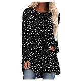 BSADXQ Frauen Oversize Casual Hot Silber Pailletten Tunika Tops Langarm Rundhalsausschnitt Raglan Lose T-S