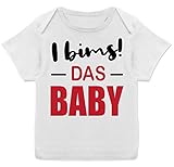Partner-Look Familie Baby - I bims! Das Baby - 68-74 - Weiß - T-Shirt - E110B - Kurzarm Baby-Shirt Jungen und M