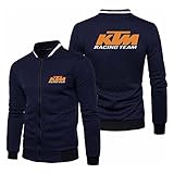 BMYNZDHBFD Herren Stehkragen Cardigan Jacken, K-T_M Logo Kapuzen Langarm Zipper Jacke, 3D-Druck Sweatjacke, Klassische Farblich Passende Sweatshirt,Blau,M/M