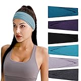Stirnbänder für Damen - 6 Stück Sport Stirnband Elastisch Haarbänder Breit Haarreife für Yoga Workout Laufen Wandern Make-up (Farbe 3)