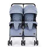 AYDQC Luxus-Look Twin Puppen-Pram-Faltbarer Doppel-Puppenwagen mit Korb, Einstellbarer Griff, Schwenkräder (Farbe: blau) fengong (Color : Blue)