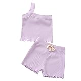 Shaohan Neugeborene Baby Outfits Set Off Schulter Oberteil Rohroberteil Ribbed Shorts Sommer Kleidung Hosenträger Tops Solid Kurze Hose mit Drawstring