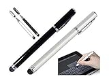 itronik 2X Stylus Soft Touchstift Pen 2in1 Eingabestift mit Kugelschreiber für alle Smartphones und Tablets mit Touchscreen - 1x schwarz + 1x W