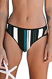 CUPSHE Damen Bikinihose Riemchen Cut Out Bikini Badehose Streifenmuster Bikini Slip Mehrfarbig XXL