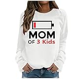 Kobilee Sweatshirt Pullover Tops Bluse Shirt Tunika Bluse Damen Langarm Asymmetrisch Pullover Briefdruck Casual Printing Lang