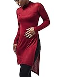 Urban Classics Damen Fine Knit Turtleneck lang T-Shirt, Rot (burgundy 606), Small (Herstellergröße: Small)