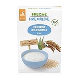 Freche Freunde Bio Feiner Reisbrei, 100% Reis, Getreidebrei für Babys ab 6 Monaten, glutenfrei, vegan, 10er Pack (10 x 140 g)