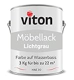 VITON Möbellack - 3 Kg - Seidenmatt Hellgrau - Umweltfreundlicher Möbellack auf Wasserbasis - RAL 7035 Lichtg