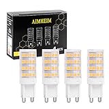 AIMHEIM G9 LED Warmweiß 3000K, 3.6W 430 Lumen G9 LED Lampe Ersatz für 40W 45W Halogenlampen, 360° Abstrahlwinkel, CRI80, G9 Sockel LED Leuchtmittel Birne Nicht Dimmbar, AC100-240V, 4er Pack