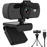 Webcam 2K mit Mikrofon, Upgrade 1080P Webcam mit Stativ, Webcam für PC, Laptop, Desktop, USB Webcam mit Abdeckung, Kompatibel mit Windows, Mac und Android,Für Streaming/Videoanrufe/Online-Bildung