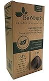 BioMagic Permanente Haarfarbe, Keratin & Arganöl-Linie, Ammoniakfreies Haarfärbemittel, Enthält zertifizierte Bio-Zutaten, Haarfärbung für einen natürlichen Look (7.11 Intensives Aschblond)
