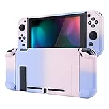 eXtremeRate Hülle für Nintendo Switch Konsole Joycon, Case Hülle Schutzhülle Griff Tasche Zubehör für Joycon Konsole,trennbare Schale,andockbare Schutzhülle für Nintendo Switch(Schatten Pink Violett)