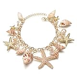 PASDD Ocean Starfish Shell Armbänder Conch Starfish Faux Pearl Fußkettchen Armband Charm Frauen Böhmische Einstellbare Muschel Armband,G