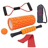 Tallgoo Faszienrolle Foam Roller Set 6 in 1,Muskelroller,Seil Ziehen, Faszienrolle Faszienball Widerstandsbänder und Aufbewahrungstasche,zum Faszien Training der Musk