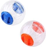 2 x Hamsterball Hamster Spielzeug Übungsball Sportball,Hamster Laufball Übungs Ball Rolle Kugel Laufkugel Joggingball Kleintiere Kunststoff Spielzeug,Blau,Gelb,14