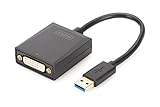 DIGITUS USB 3.0 Grafik Adapter, USB A zu DVI, Full HD, 1920x1080 Pixel, Kunststoff, Schw